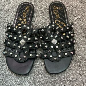 Sam Edelman Black and studded slides size 8 1/2